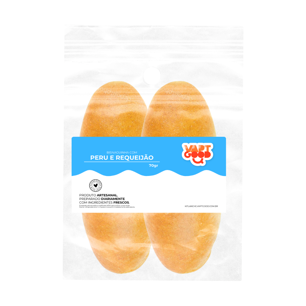 Peito de Peru com Requeijão na Bisnaguinha ~ 70g