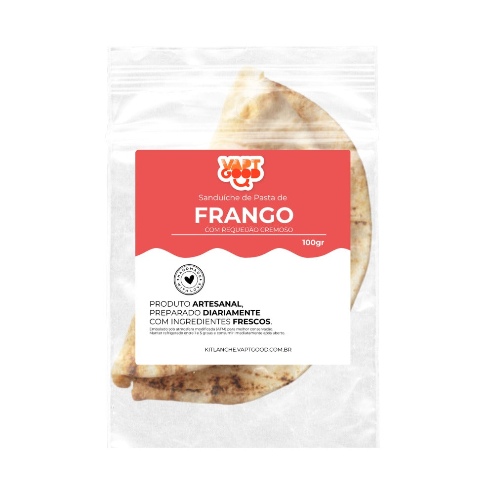 Frango com Requeijão no Pão Árabe ~ 100g