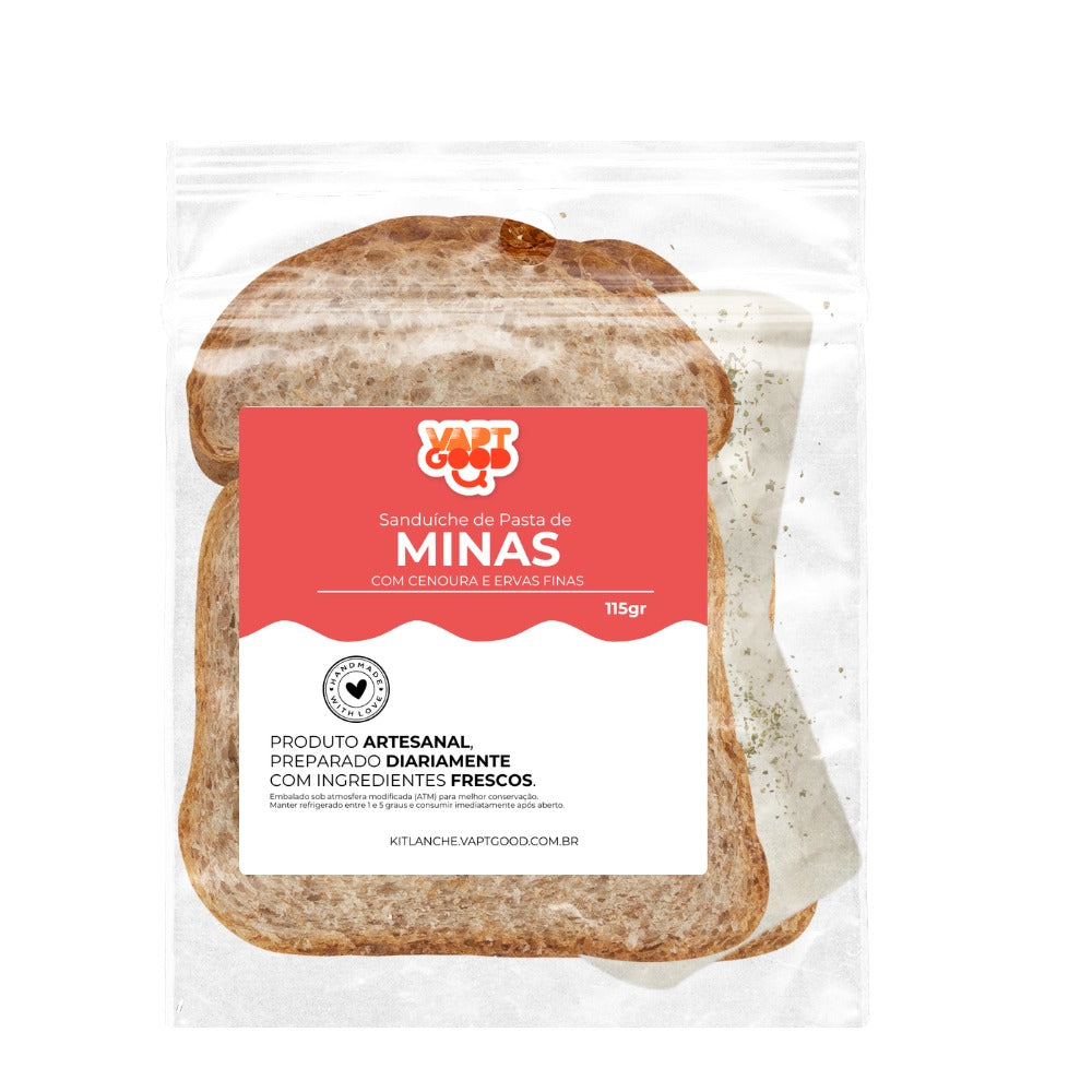 Minas com Cenoura e Ervas Finas no Pão de Forma Integral ~ 115g