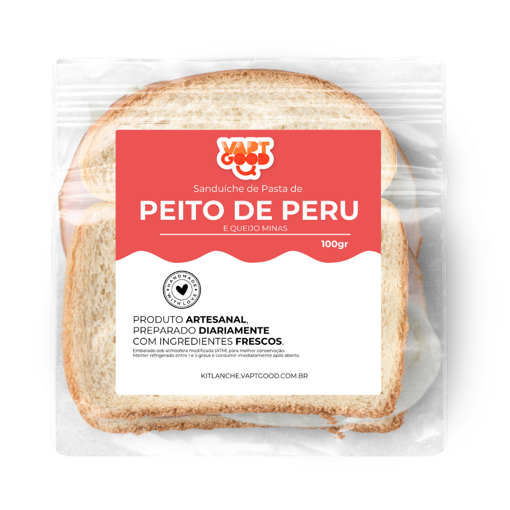 Peito de Peru e Queijo Minas no Pão Árabe ~ 150g