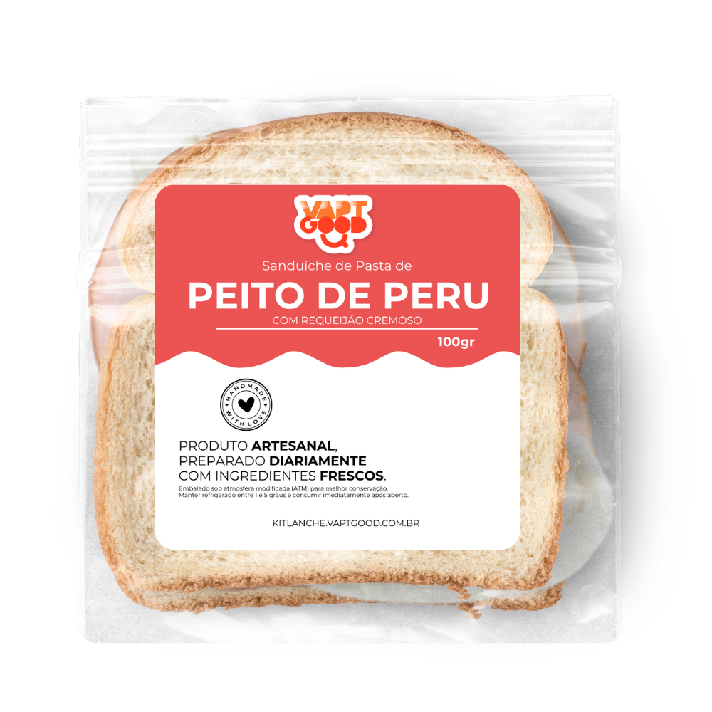 Pasta de Peito de Peru com Requeijão Cremoso no Pão de Forma Tradicional ~ 100g